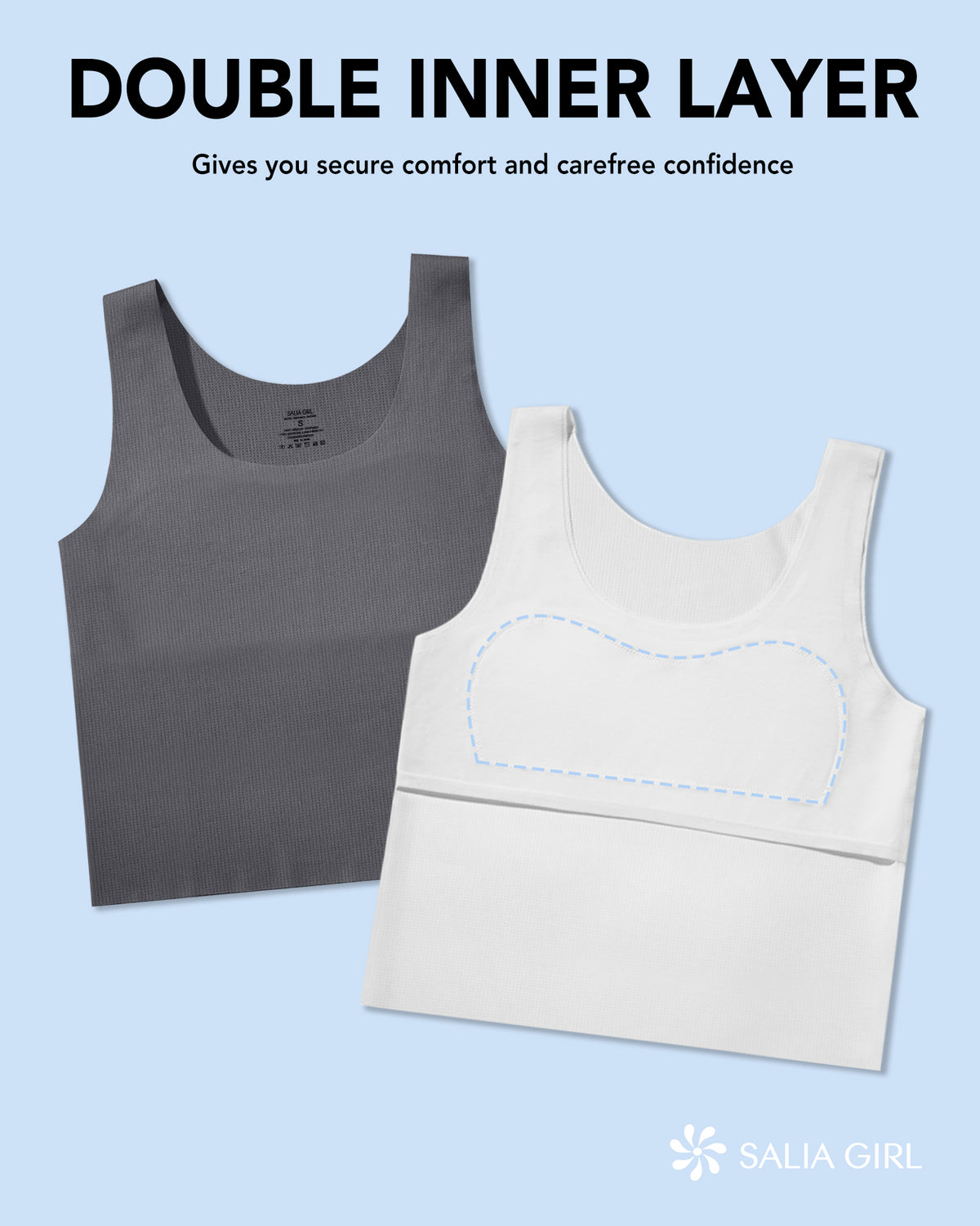 4/2 PACK Double Layer on Chest Seamless Starter Tank Sports Bra