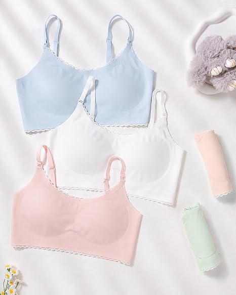 Lace Trim Seamless Training Bras 4/2PACK