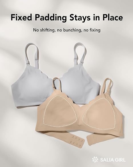 Training Bras for Girls & Teens with No-Show Fit, Light Padding 4/2PACK