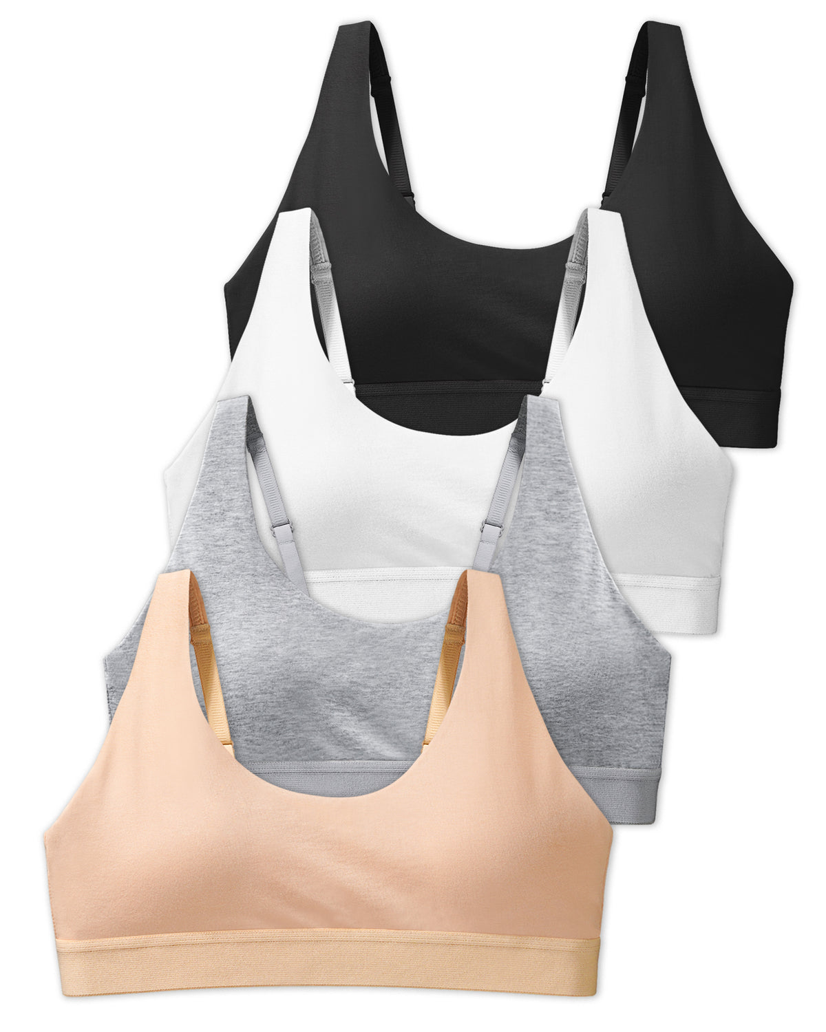 4 PACK Sport Crop Cami Bras with Adjustable Straps