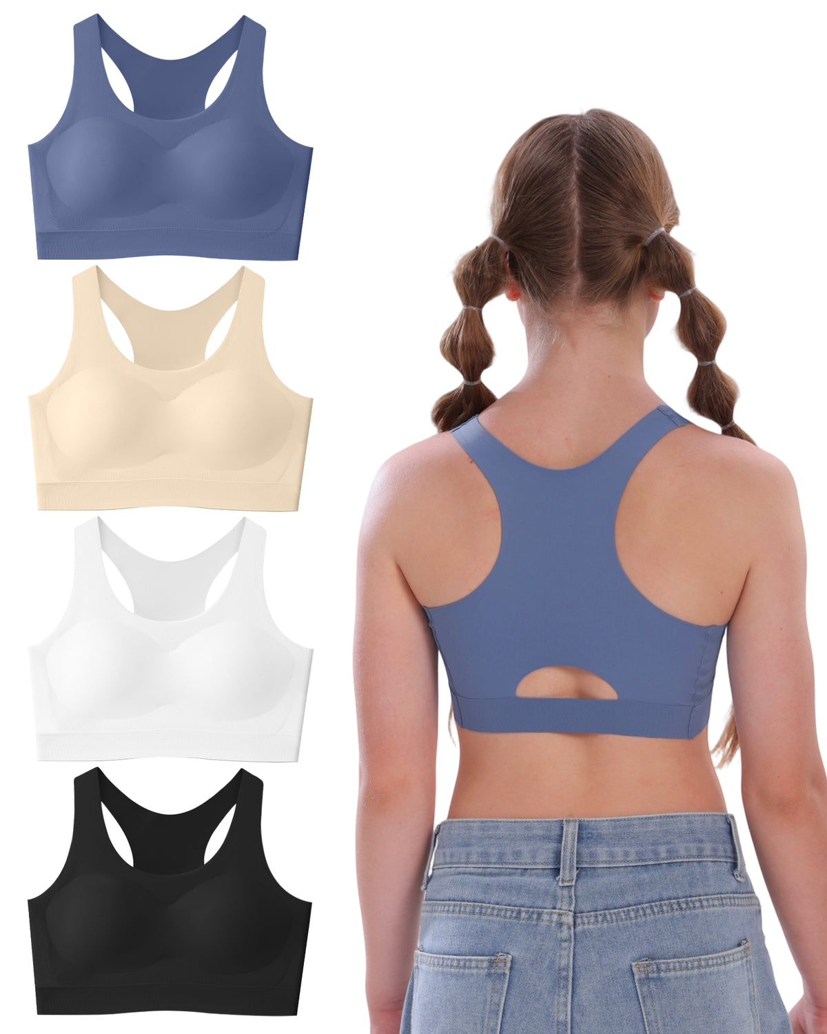 4/2 PACK Seamless Racerback Teen Bra