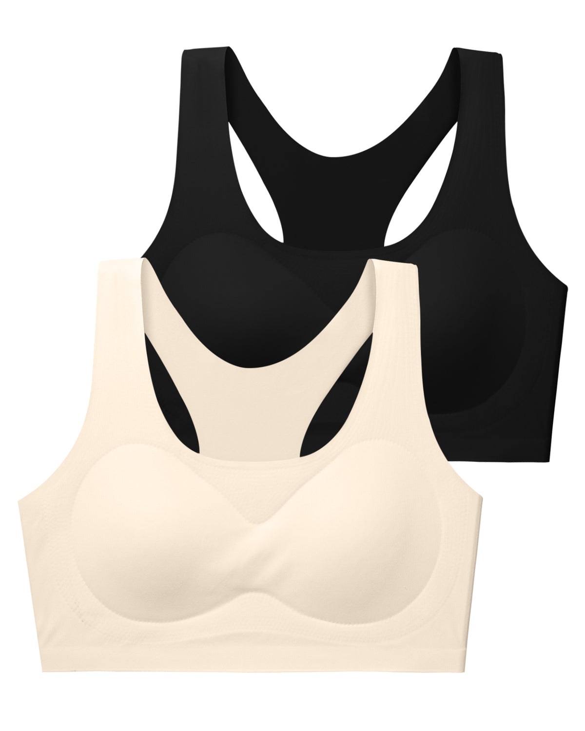 4/2 PACK Racerback Seamless Design with Removable Soft Padding Bras