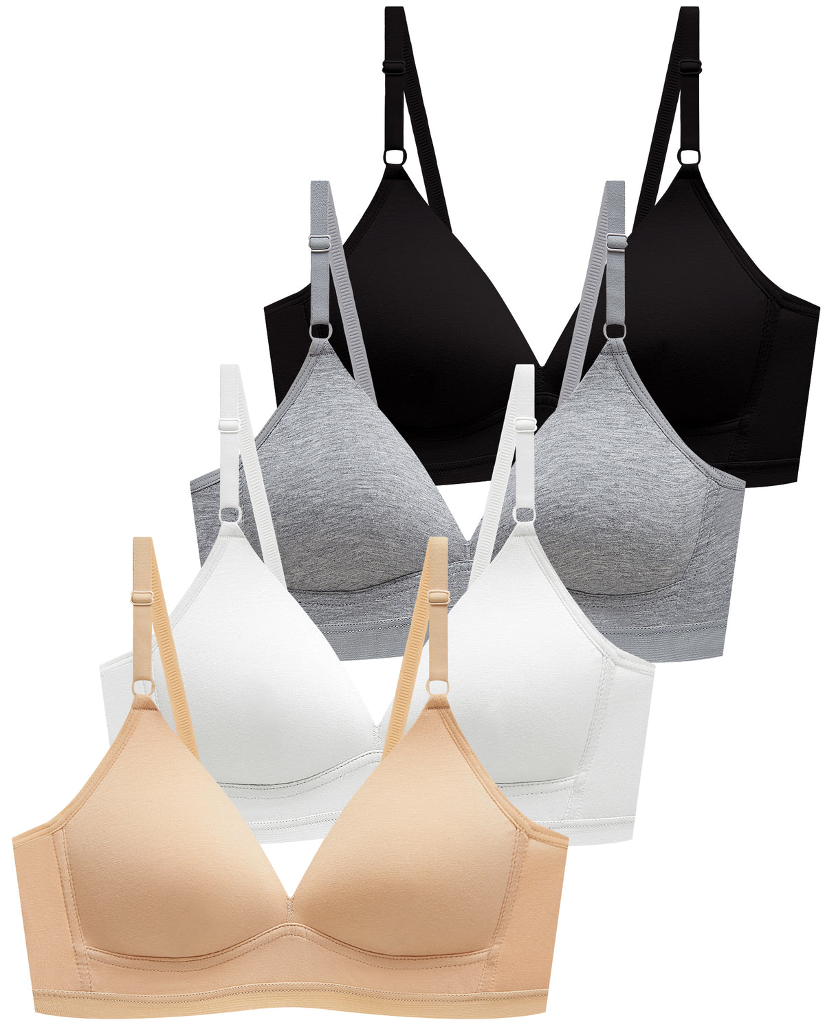 4 PACK Soft Padded Cotton Wireless Training Bra
