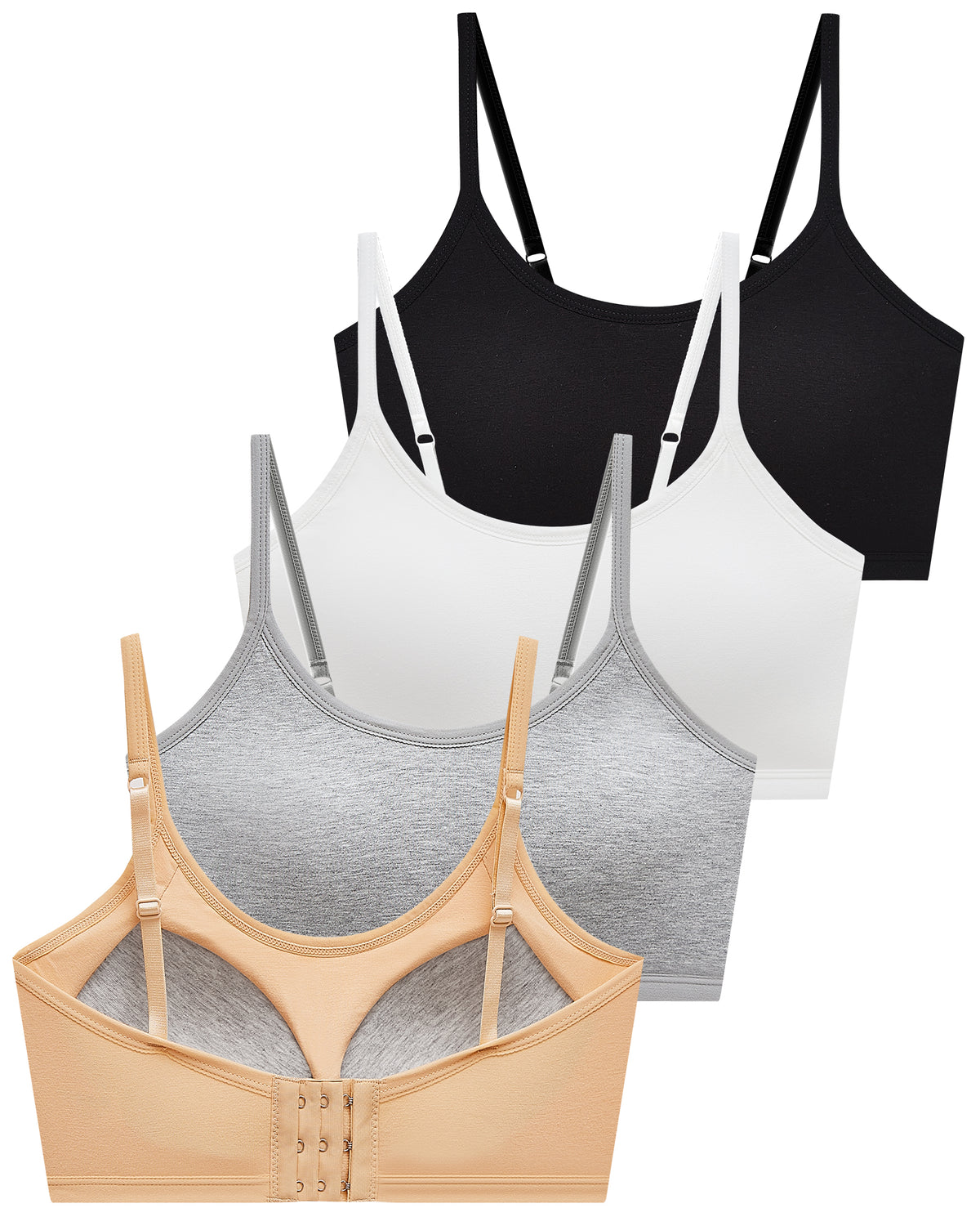 4 PACK Adjustable Strap Sport Crop Cami Bra