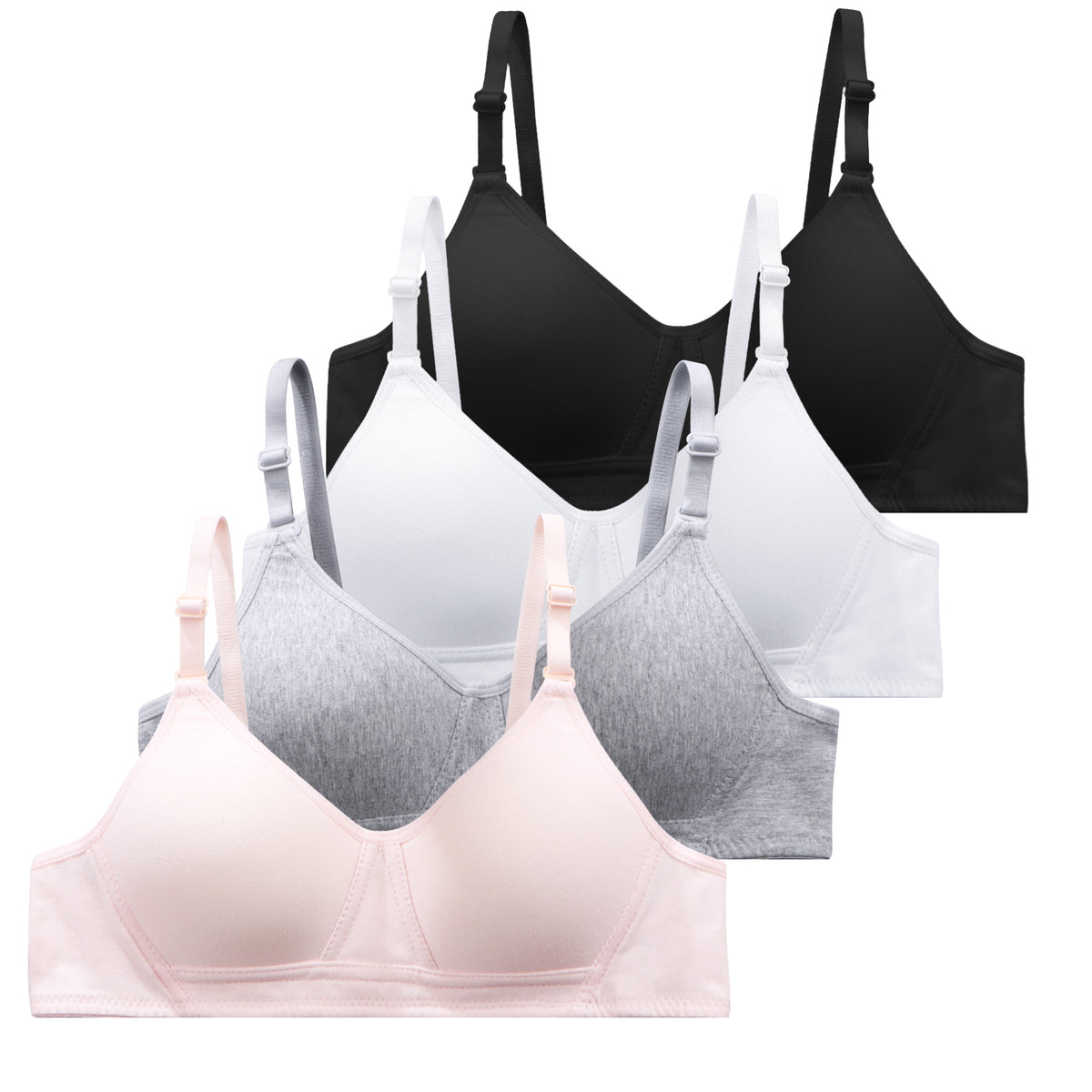 4 PACK Soft Padded Cotton Wireless Training Bra