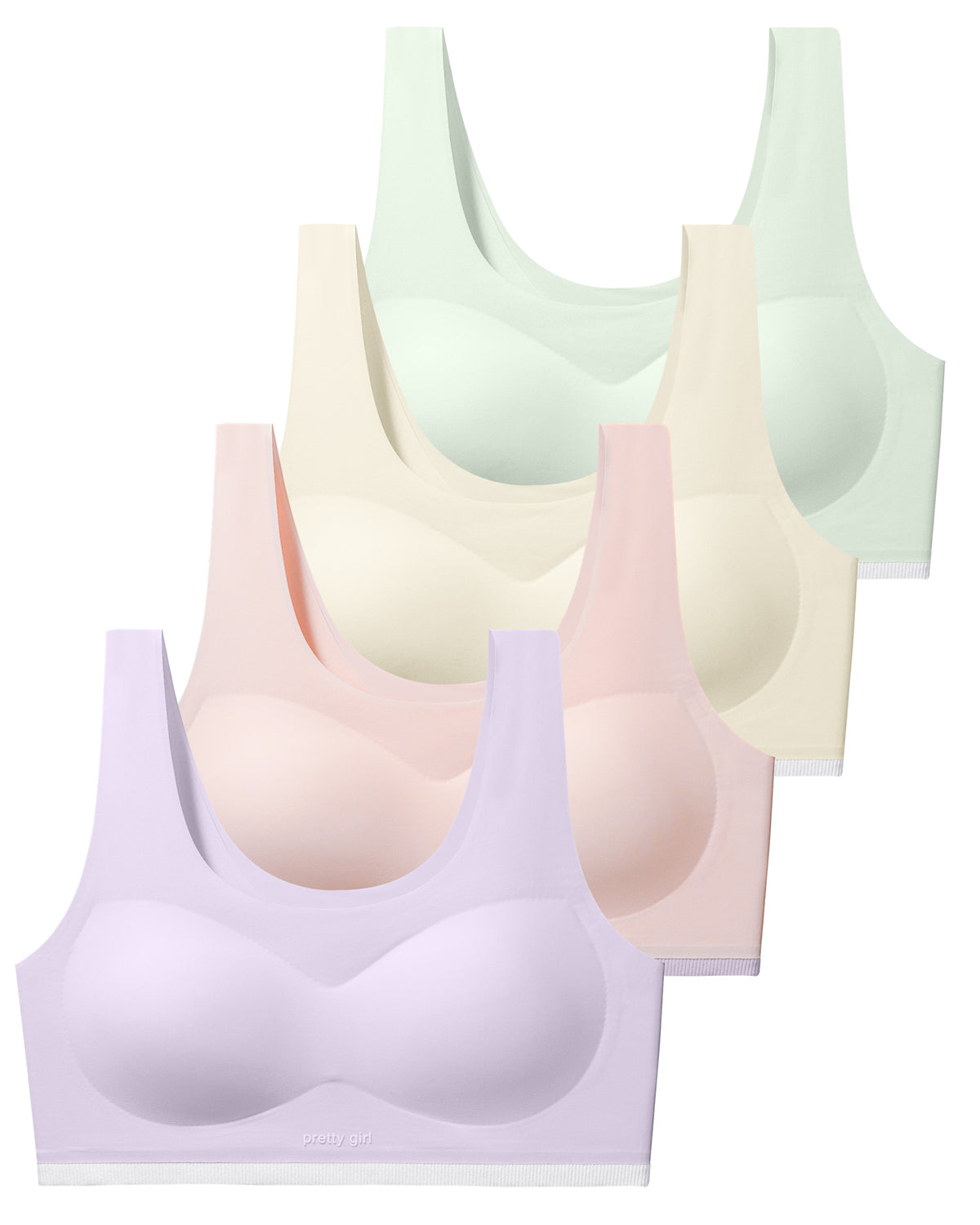 4 PACK Seamless Training Bra Lightweight Fixed Cups
