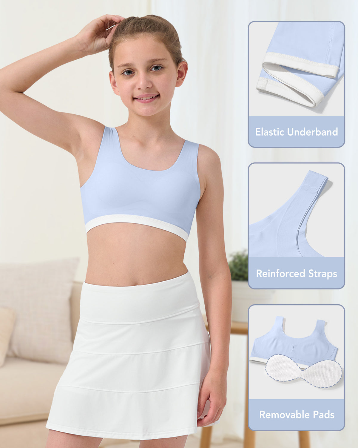 4/2 PACK Seamless Soft Teen Sports Bra
