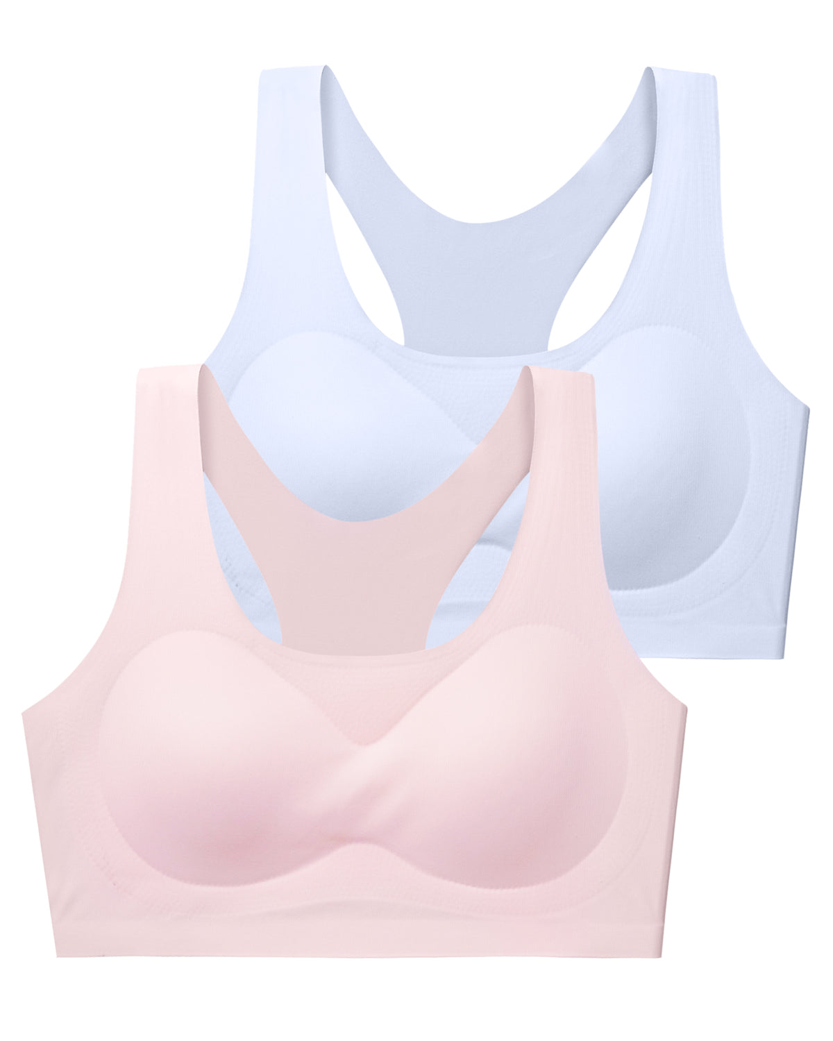4/2 PACK Racerback Seamless Design with Removable Soft Padding Bras