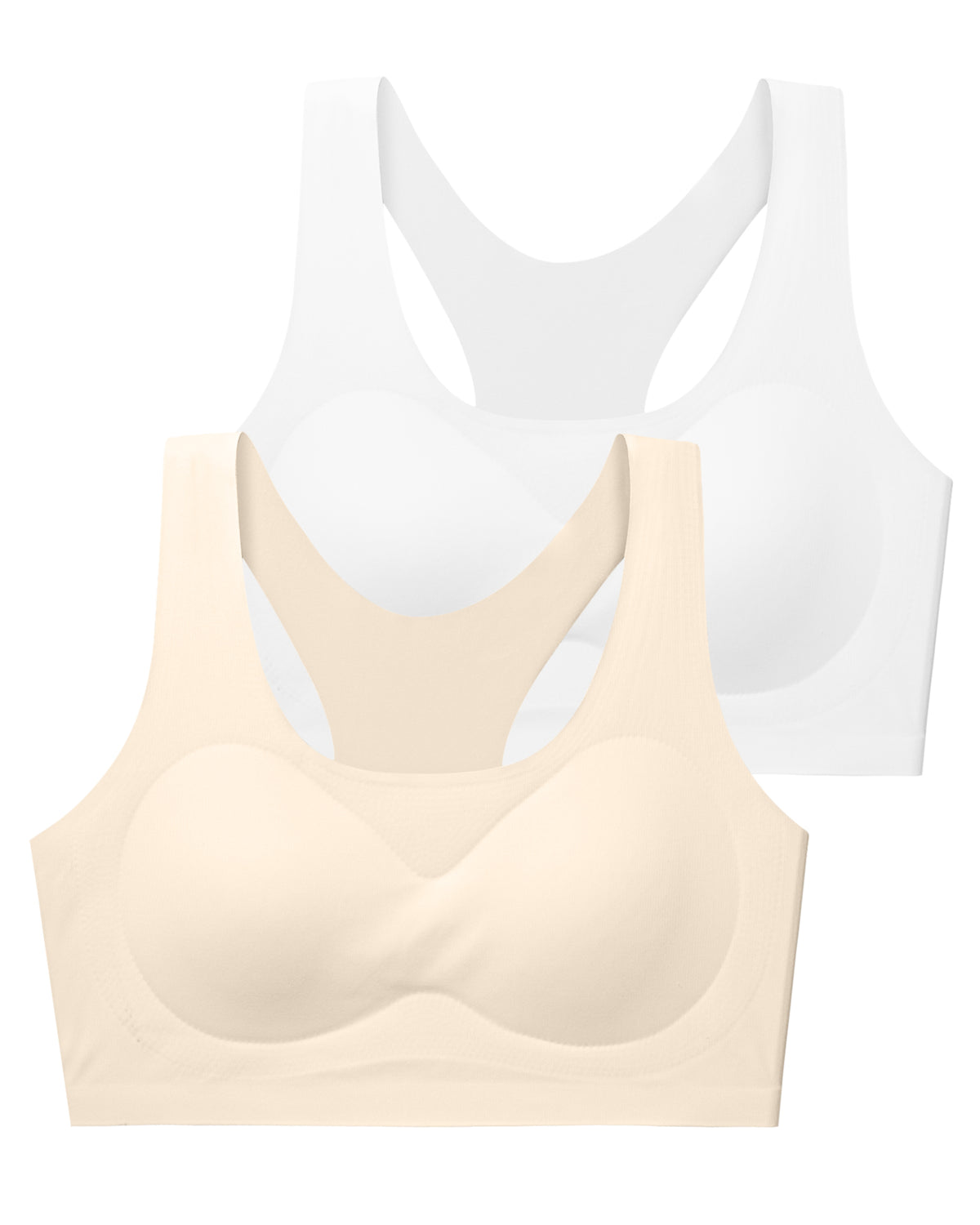 4/2 PACK Racerback Seamless Design with Removable Soft Padding Bras