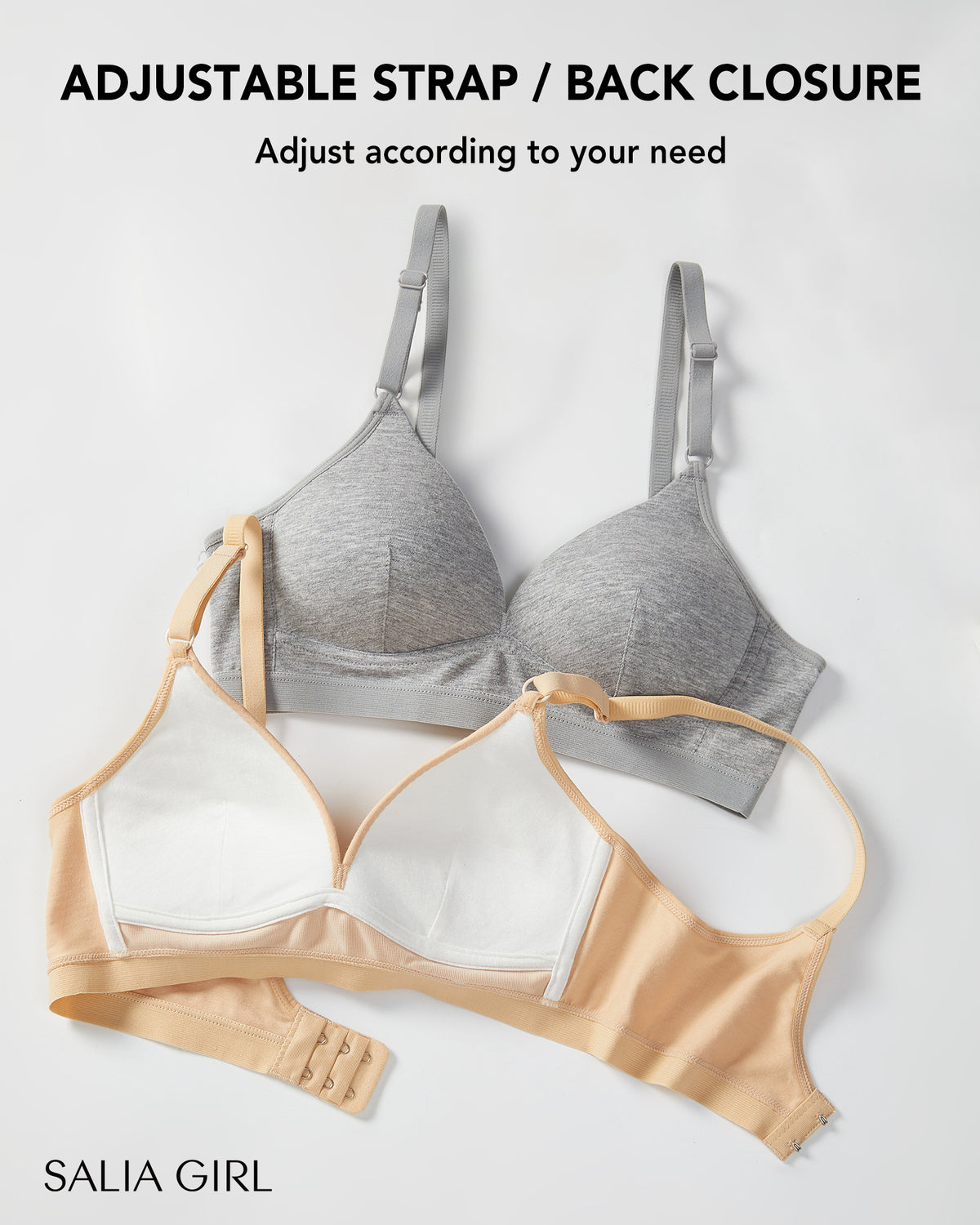 4 PACK Soft Padded Cotton Wireless Training Bra