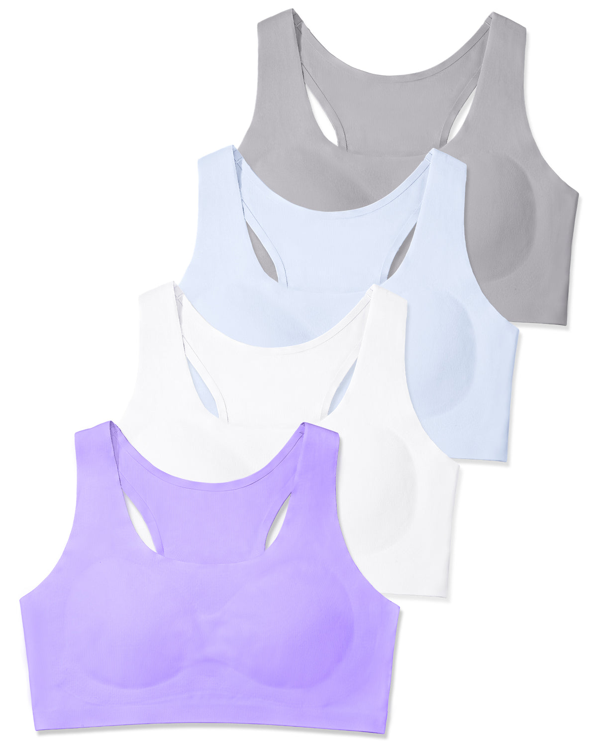 4/2 PACK Racerback Seamless Design with Removable Soft Padding Bras